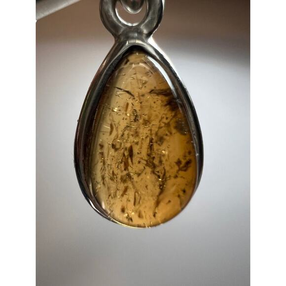 NEW Dravite orange tourmaline sterling silver teardrop pendant 1.49 grams - Picture 8 of 16